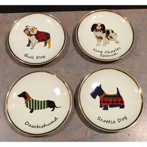 NEW In Box Set of 4 Talbot's 4" Dog Coasters Scottie Daschshund Spaniel Bull Dog
